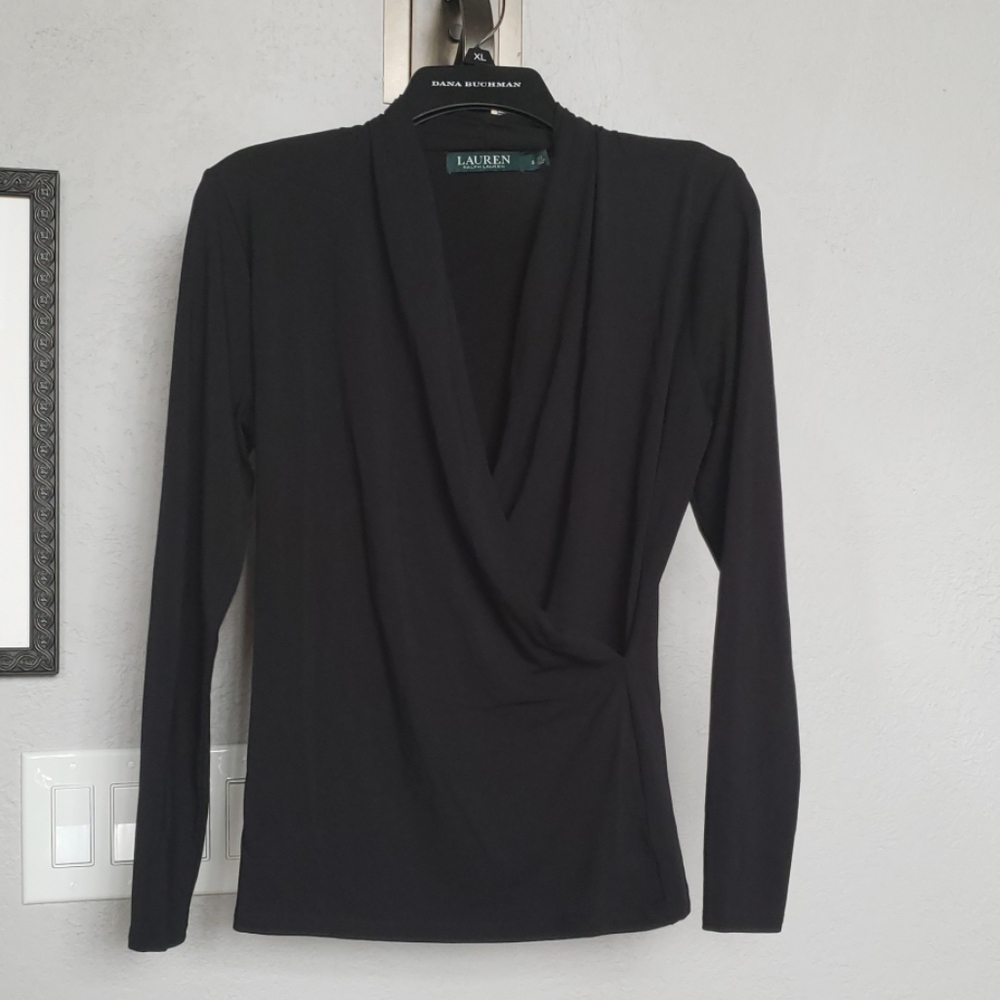 Ralph Lauren cross front shirt black
